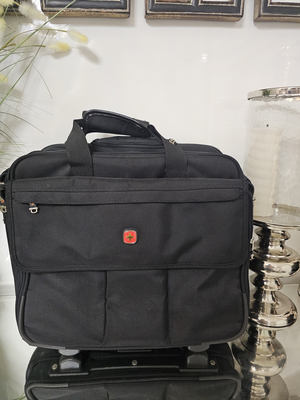 Wenger Swiss gear Black Laptop Rolling Briefcase with Red Logo